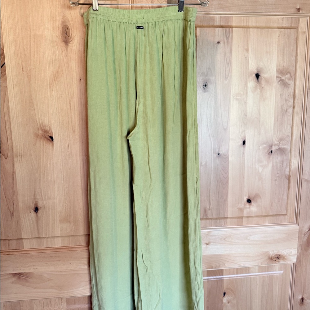 VOLCOM Light Green Wide-Leg Women's Pants ~ Size L/10 - Picture 3 of 4